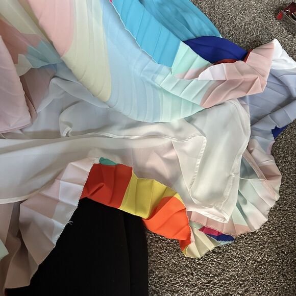 Crosby By Mollie Burch Abstract Pleated Midi Skirt / Colorful Red Pink Blue Sz M - Picture 8 of 8